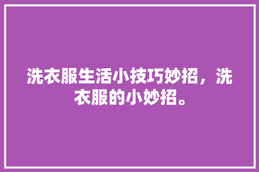 洗衣服生活小技巧妙招，洗衣服的小妙招。 洗衣服生活小技巧妙招，洗衣服的小妙招。 生活技巧