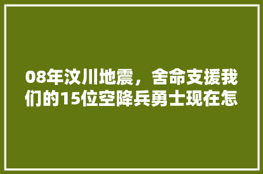 08年汶川地震，舍命支援我们的15位空降兵勇士现在怎么样了「跳伞多少钱一跳」 08年汶川地震，舍命支援我们的15位空降兵勇士现在怎么样了「跳伞多少钱一跳」 旅游指南