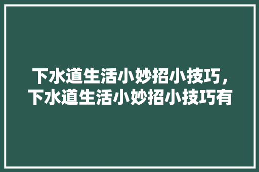 下水道生活小妙招小技巧，下水道生活小妙招小技巧有哪些。 下水道生活小妙招小技巧，下水道生活小妙招小技巧有哪些。 生活技巧