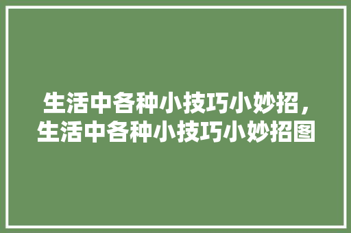 生活中各种小技巧小妙招，生活中各种小技巧小妙招图片。