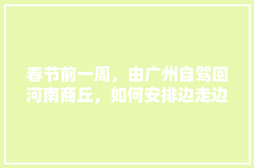 春节前一周，由广州自驾回河南商丘，如何安排边走边玩，有什么推荐「国内旅游景点穷游攻略大全」