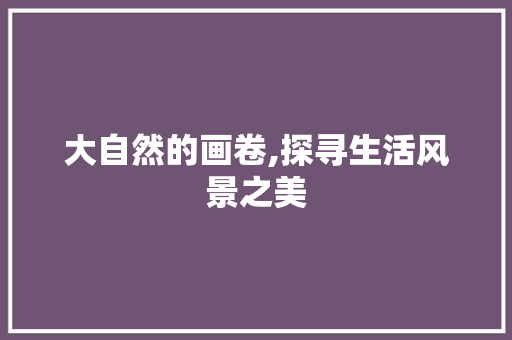大自然的画卷,探寻生活风景之美 时尚潮流