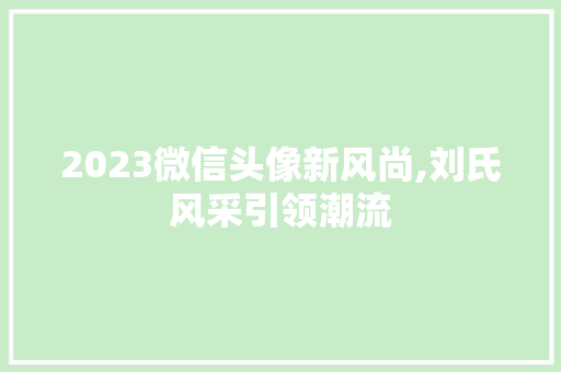 2023微信头像新风尚,刘氏风采引领潮流