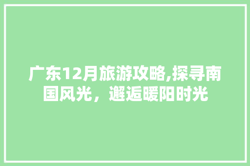 广东12月旅游攻略,探寻南国风光，邂逅暖阳时光