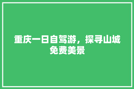 重庆一日自驾游，探寻山城免费美景