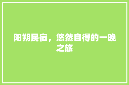 阳朔民宿，悠然自得的一晚之旅 旅游指南